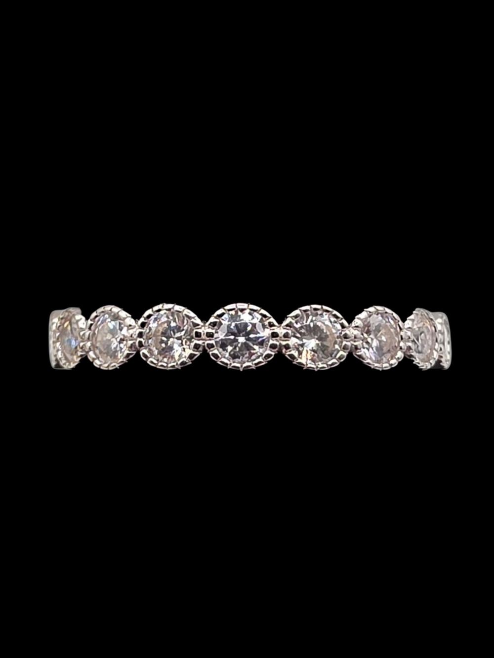 1.01 CTW Moissanite Solid 925 Sterling Silver Italian 3/4 Eternity Band Ring